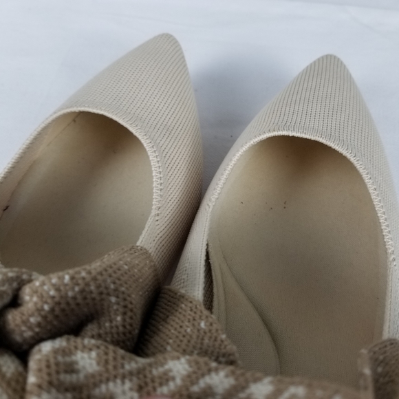 Vivaia Aurora Cream Pointed Toe Bow Houndstooth Mary Jane Block Heels Size 7.5 - Picture 10 of 12